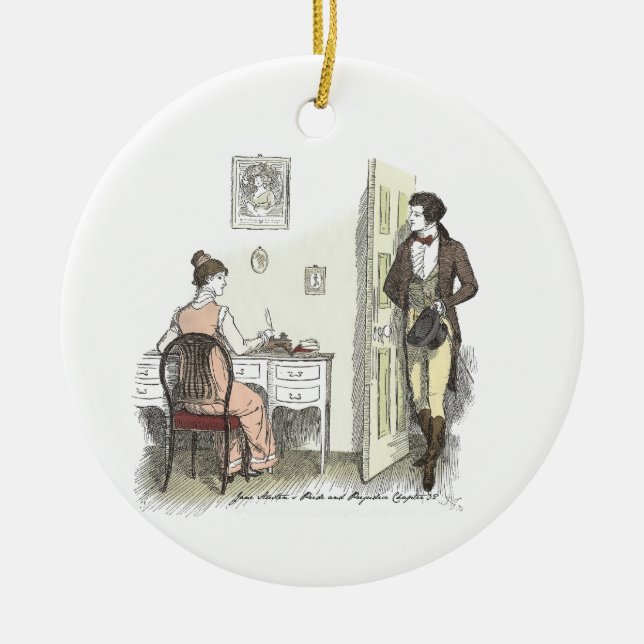 Schreiben - Jane Austen Pride & Prejudice Keramik Ornament (Vorne)
