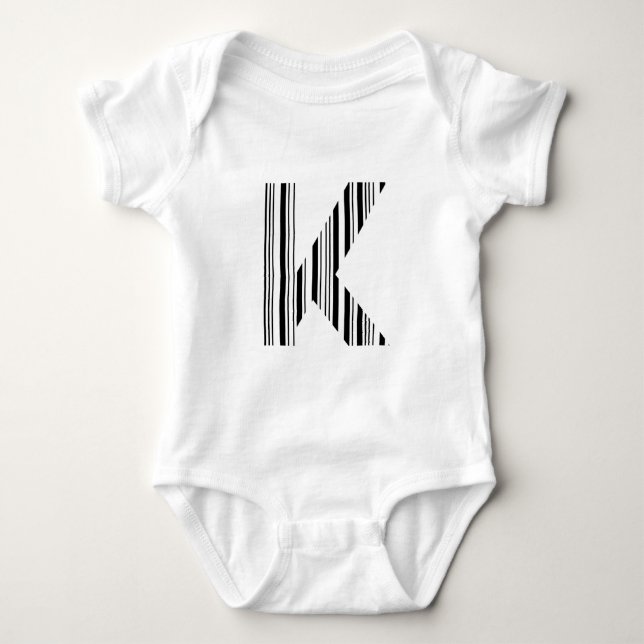 SCHREIBEN K BAR CODE Erstes erstes Barcode-Muster Baby Strampler (Vorderseite)