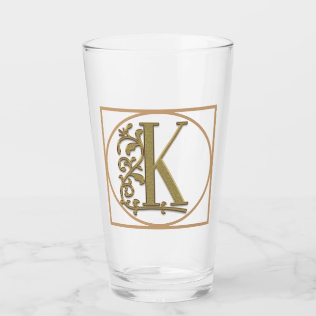 SCHREIBEN K MONOGRAM Schöne Hochzeit Neues Zuhause Glas (Vorderseite)