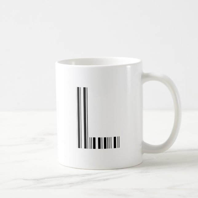 SCHREIBEN L BAR CODE Erstes erstes Barcode-Muster Kaffeetasse (Rechts)
