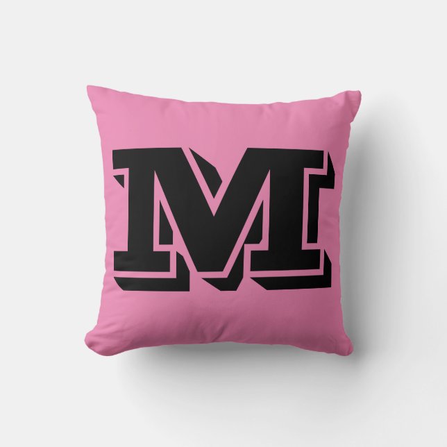 SCHREIBEN M MONOGRAM PINK PILLOW KISSEN (Vorderseite)