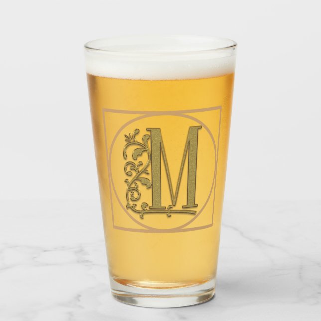 SCHREIBEN M MONOGRAM Schöne Hochzeit Neues Zuhause Glas (Vorne (Gefüllt))