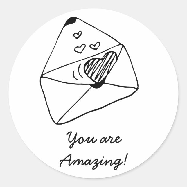 Schreiben mit Liebe | Romantischer Stil Runder Aufkleber (Vorderseite)