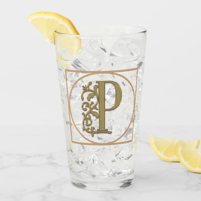 SCHREIBEN P MONOGRAM Schöne Hochzeit Neues Zuhause Glas (Vorderseite Ice)