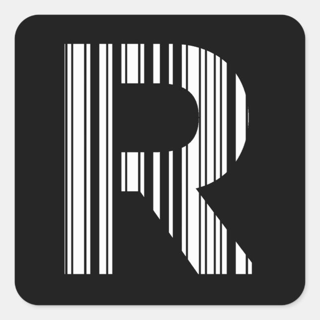 SCHREIBEN R BAR CODE Erste erste Barcode-Muster Quadratischer Aufkleber (Vorderseite)