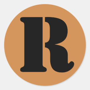 Schreiben R Stencil Alphabet von Janz Peru Gold Runder Aufkleber