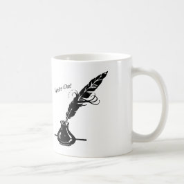 Schreiben Sie an! Spulen-Tinte auf einer Kaffeetasse