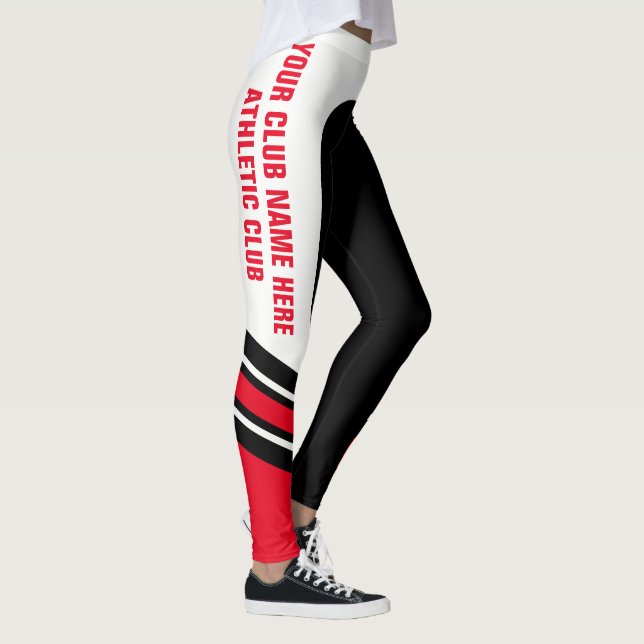 "Schreiben Sie Ihre Namens" schwarzen/weißen/roten Leggings (Rechts)