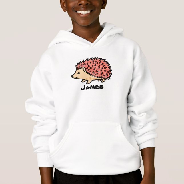 Schreiben Sie Ihren Namen auf diesen rosa Igel Hoodie (Vorderseite)