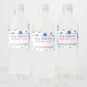 Schreiben Sie Ihren Namen Blue, Pink Polka Dots La Wasserflaschenetikett