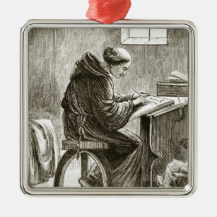 Schreiben St. Vincent in seiner Zelle bei Ferins, Ornament Aus Metall
