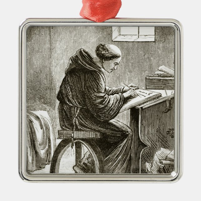 Schreiben St. Vincent in seiner Zelle bei Ferins, Ornament Aus Metall (Vorne)