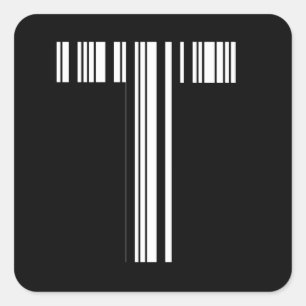 SCHREIBEN T BAR CODE Erste erste Barcode-Muster Quadratischer Aufkleber