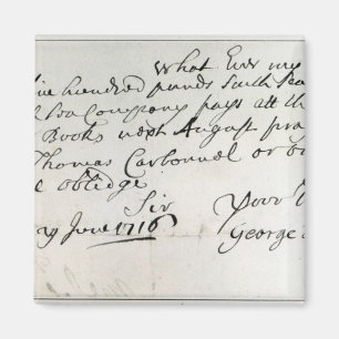 Schreiben von Händel, Juni 1716 Magnet