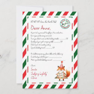 Schreiben von Santa Good Deed Scorecard Einladung