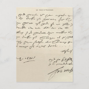 Schreiben von Sir Francis Drake Postkarte