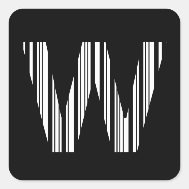 SCHREIBEN W BAR CODE Erstes erstes Barcode-Muster Quadratischer Aufkleber (Vorderseite)