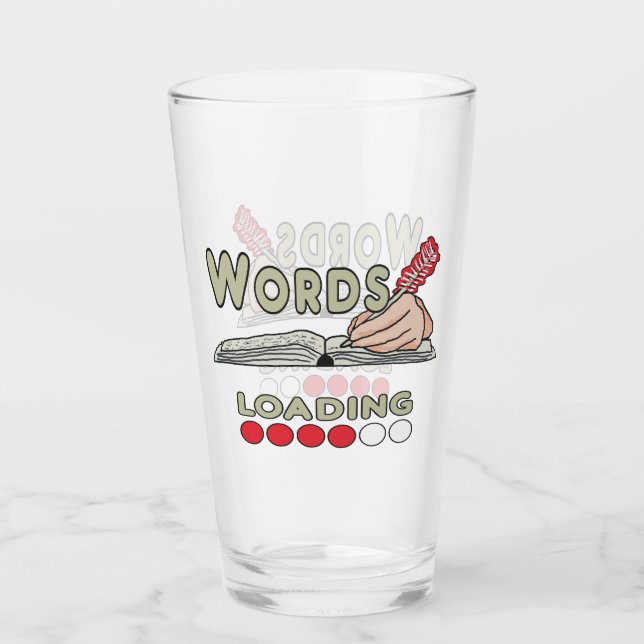 Schreibende Wörter Glas (Vorderseite)