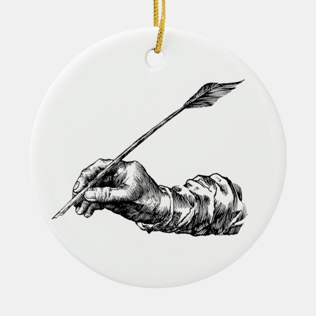 Schreibens-Hand Keramikornament (Vorne)