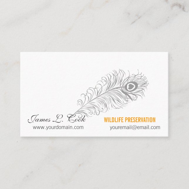 Schreibens-Stift-Klassiker, der Pfau-Federn Visitenkarte (Vorderseite)