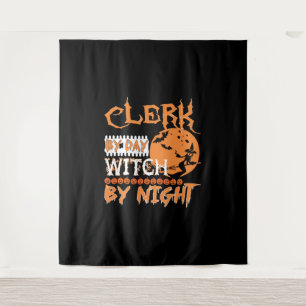 Schreiber bei Tag, Hexe bei Nacht Halloween Wandteppich