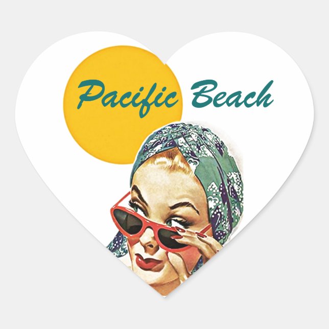 Schreibgeräte für Reisenotizen Lady Retro Herz-Aufkleber (Vorderseite)