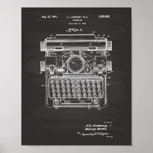 Schreibmaschine 1941 Patentkunst - Tafel Poster