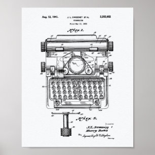 Schreibmaschine 1941 Weißbuch zum Thema Patentkuns Poster