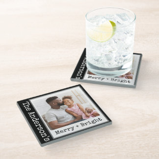 Schreibmaschine - 1 Foto - Merry & Bright Black Glasuntersetzer