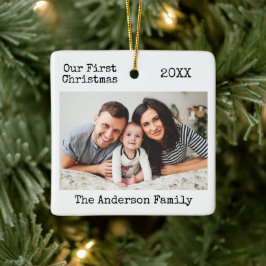 Schreibmaschine Erste Weihnachtsfamilie Foto Keramikornament
