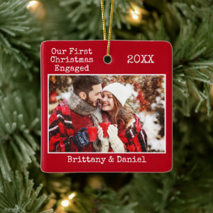 Schreibmaschine Erste Weihnachtszeit Verlobt Red Keramikornament