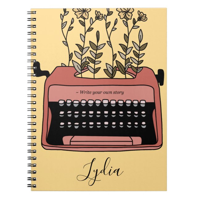Schreibmaschine Journal Monogramm Name Retro-Noteb Notizblock (Vorderseite)
