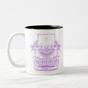 Schreibmaschine lila vintage zweifarbige tasse