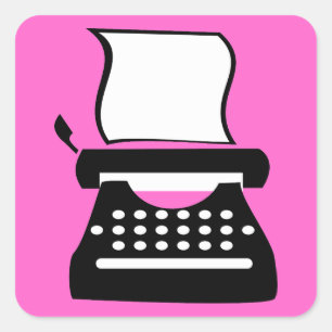 Schreibmaschine - Manuelles Tippen des Schreibens Quadratischer Aufkleber