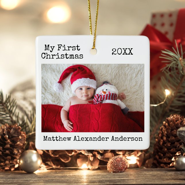 Schreibmaschine Mein erstes Weihnachtskind Keramikornament (Customize to change text size or style.)