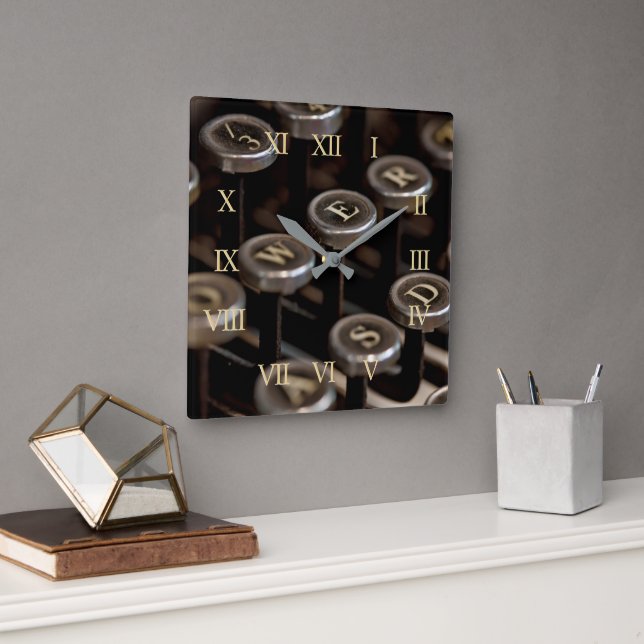 Schreibmaschine Quadratische Wanduhr (Büro)