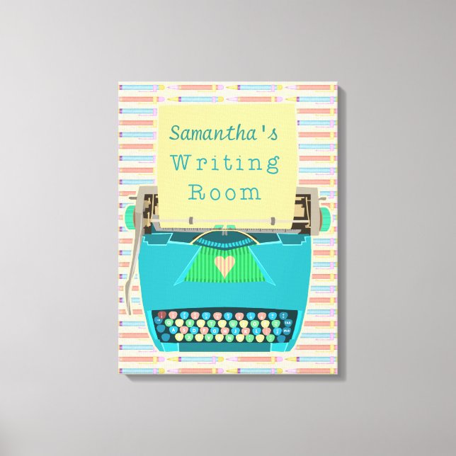 Schreibmaschine Schreibtisch Individuelle Name Blu Leinwanddruck (Vorderseite)