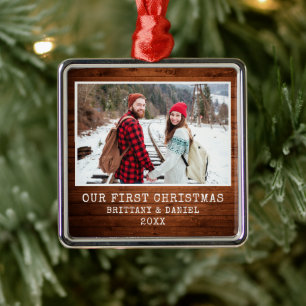 Schreibmaschine Schriftart Rustic Wood Couple Erst Ornament Aus Metall