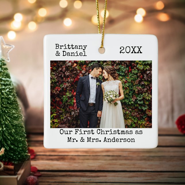 Schreibmaschine Text Erste Weihnachtszeit als Herr Keramikornament (Customize to change text size or text style.)