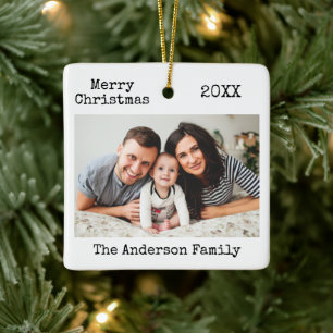Schreibmaschine Text frohe Weihnachtsfamilie Foto Keramikornament