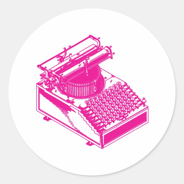 Schreibmaschine Typ - Schreibmaschine für Magenta  Runder Aufkleber (Vorderseite)
