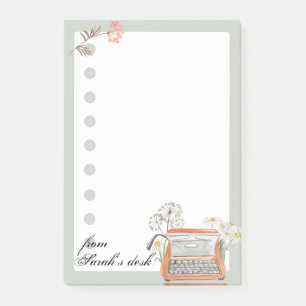 Schreibmaschine und Blume - Nachhinweise Post-it Klebezettel