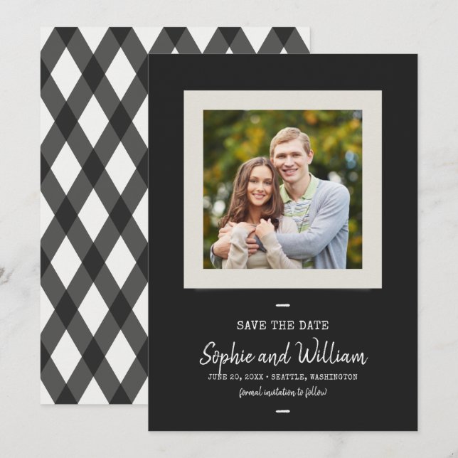 Schreibmaschine und Skript-Foto Save the Date (Vorne/Hinten)