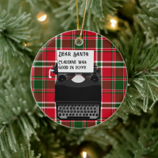 Schreibmaschinenbrief an den Weihnachtsmann Keramik Ornament