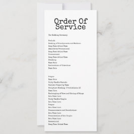 Schreibmaschinenreihenfolge der Service Wedding Ca Einladung