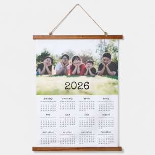 Schreibmaschinenschrift-Fotokalender 2026 Wandteppich Mit Holzrahmen