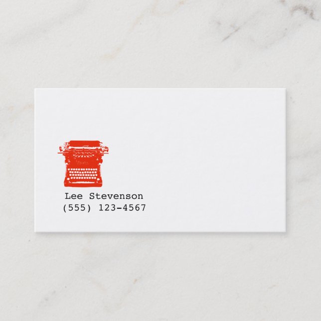 Schreibmaschinenschrift Simple White Business Card Visitenkarte (Vorderseite)