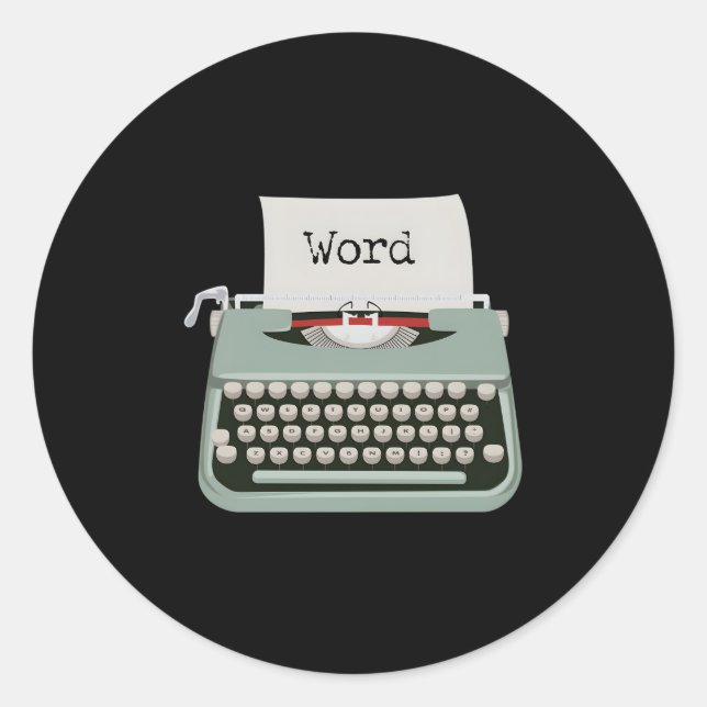 Schreibmaschinenwort Runder Aufkleber (Vorderseite)