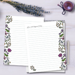 Schreibpapier Florale Kunst Rahmen Liniiert