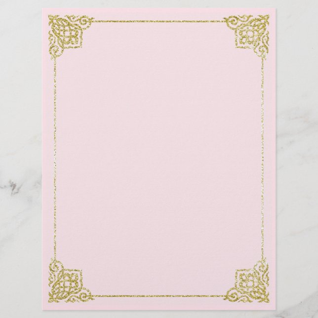 Schreibpapier, Gold und Rosa; Schreibpapier 8,5x11 (Vorderseite)